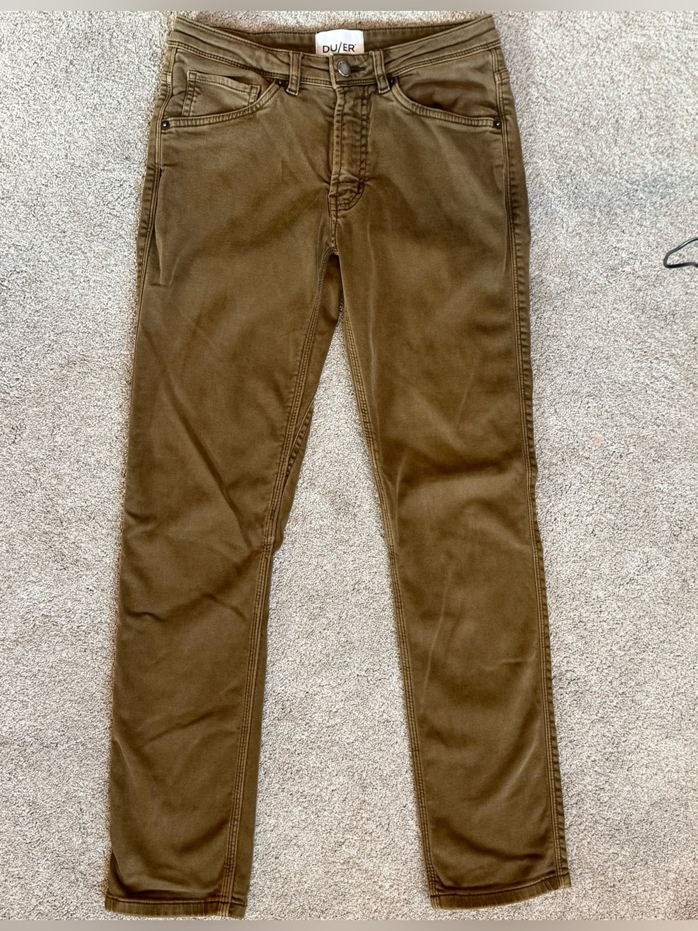 DU/ER No Sweat Slim Performance Pants Brown Womens 26 Hemmed 28